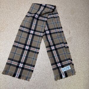 James Dalgliesh Tan Plaid Pure New Wool Scarf Made In Scotland